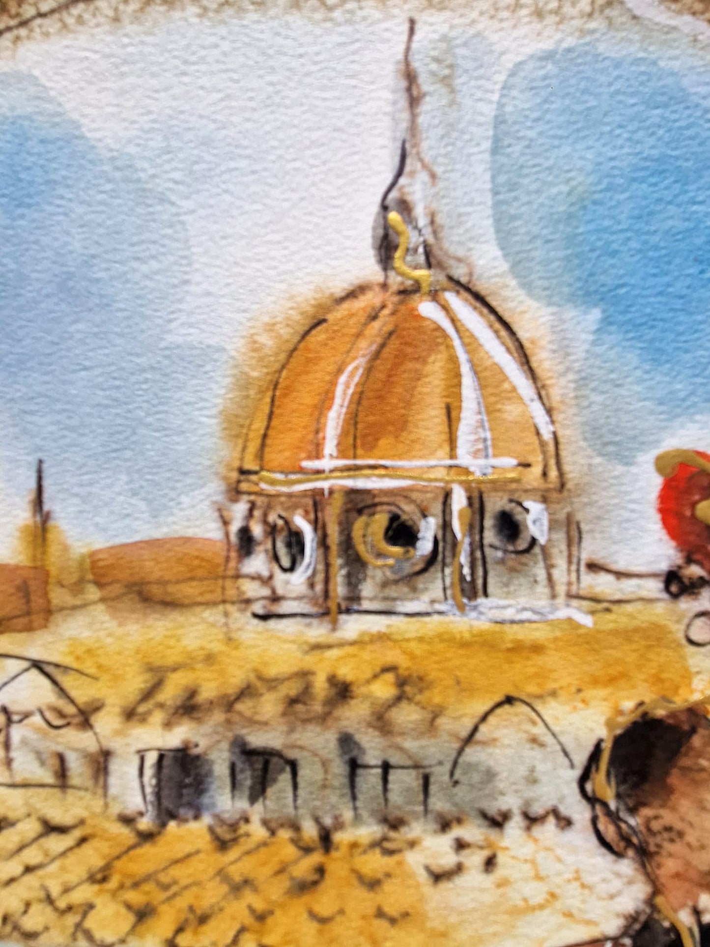 MICHAEL ROZENVAIN - Musical Florence (UNIQUE - Watercolor) (Unframed)
