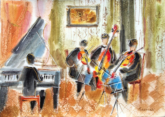 MICHAEL ROZENVAIN - Intimate Orchestra (UNIQUE - Watercolor) (Unframed)