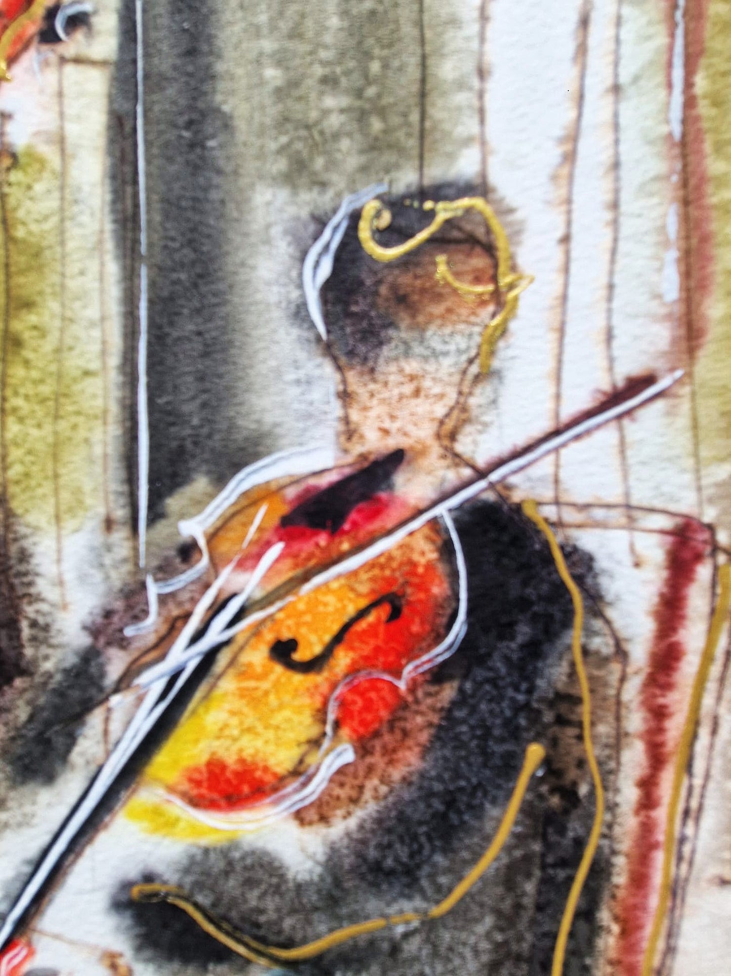 MICHAEL ROZENVAIN - Intimate Orchestra (UNIQUE - Watercolor) (Unframed)