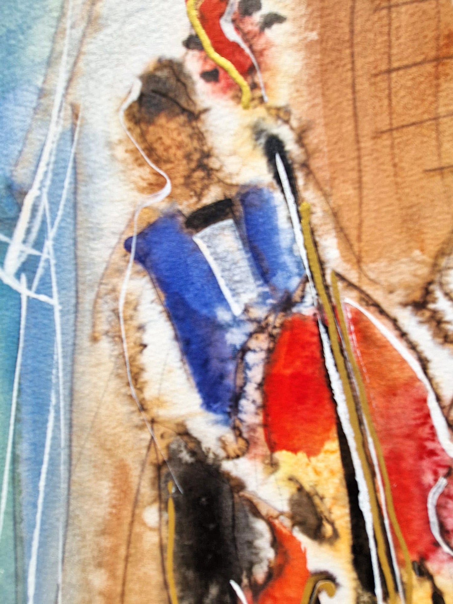 MICHAEL ROZENVAIN - Jazz Session (UNIQUE - Watercolor) (Unframed)