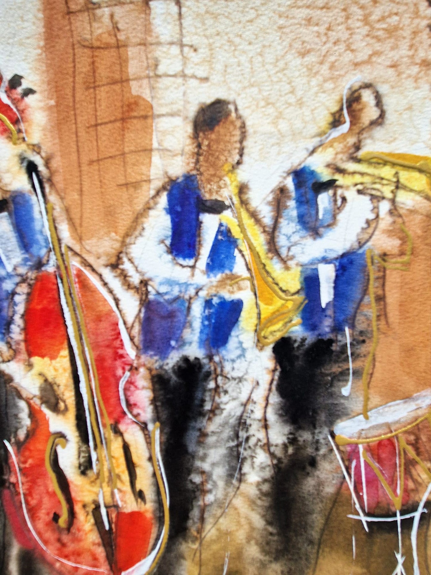 MICHAEL ROZENVAIN - Jazz Session (UNIQUE - Watercolor) (Unframed)