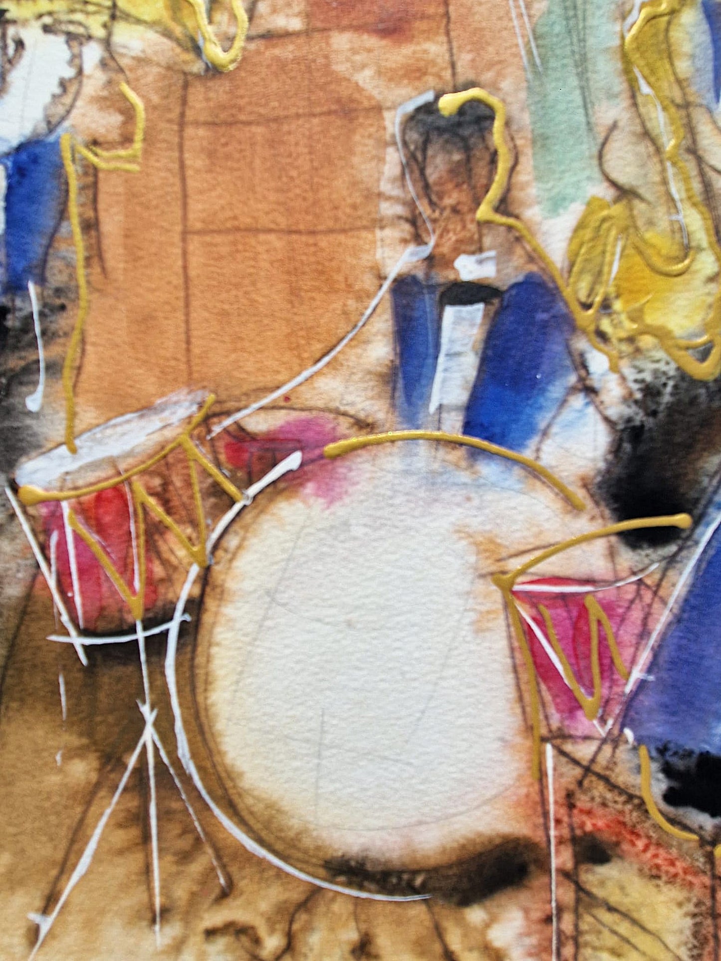 MICHAEL ROZENVAIN - Jazz Session (UNIQUE - Watercolor) (Unframed)