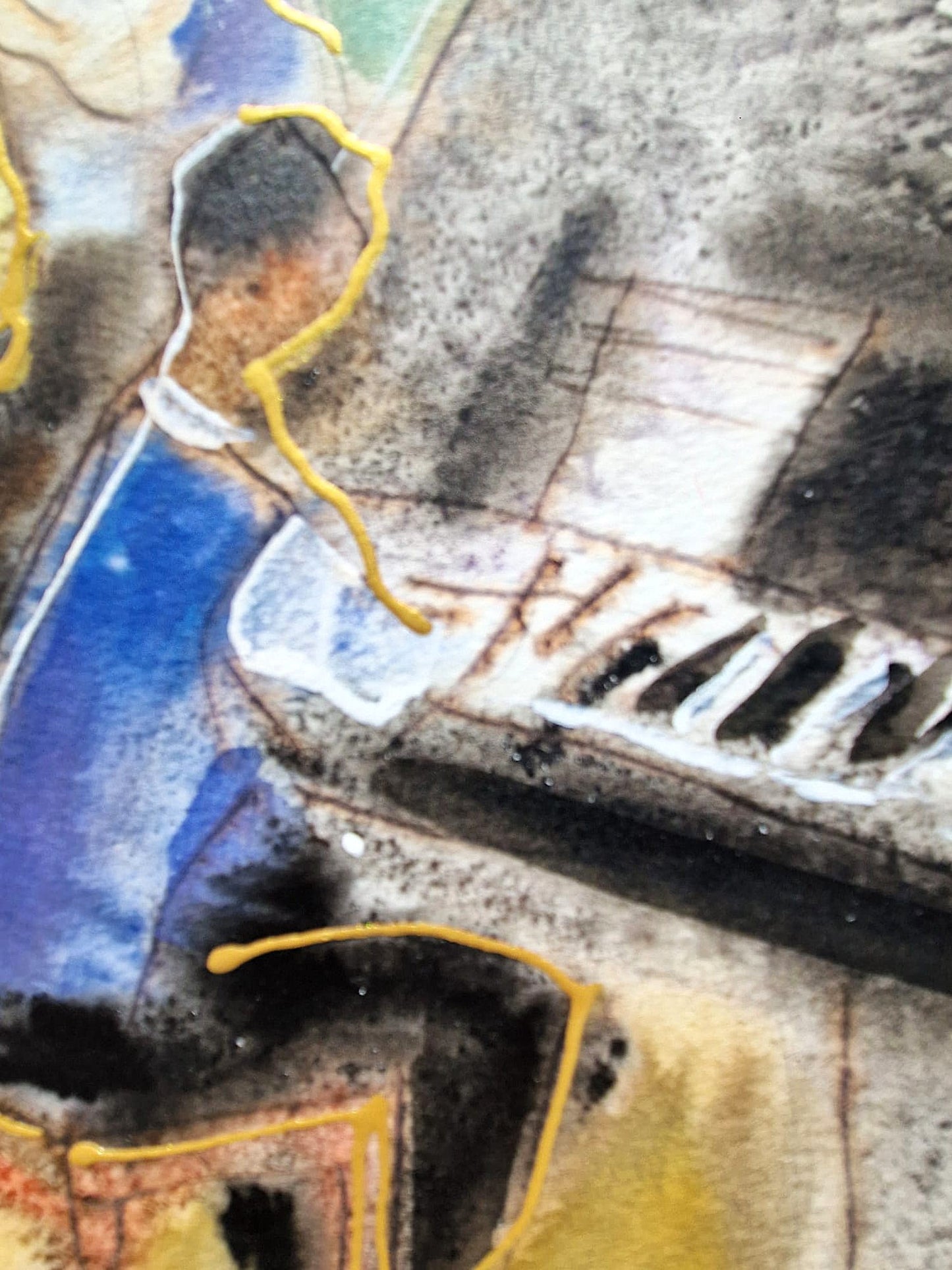 MICHAEL ROZENVAIN - Jazz Session (UNIQUE - Watercolor) (Unframed)