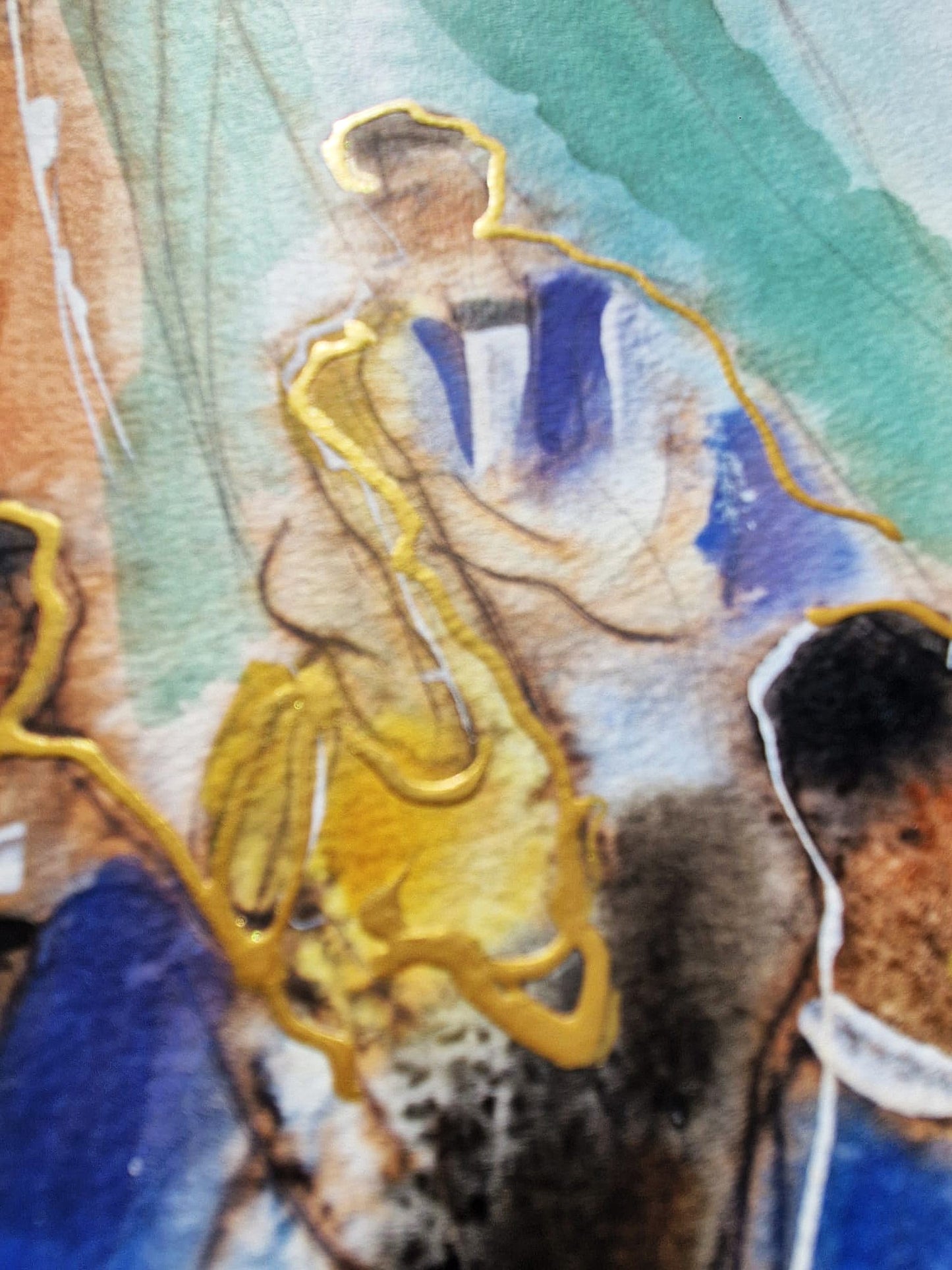 MICHAEL ROZENVAIN - Jazz Session (UNIQUE - Watercolor) (Unframed)