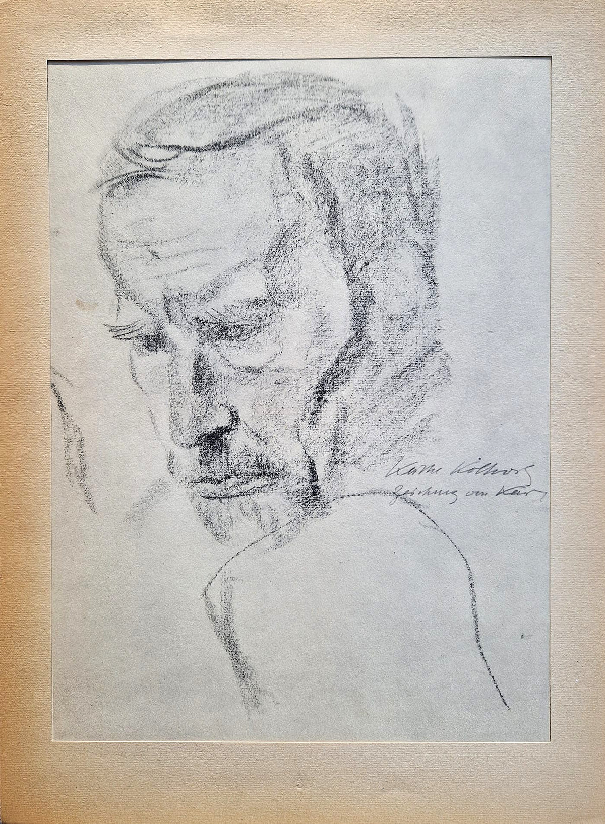 Käthe Kollwitz – Portrét Karla Kollwitza (nerámované), vysokokvalitná kolotypia (print)