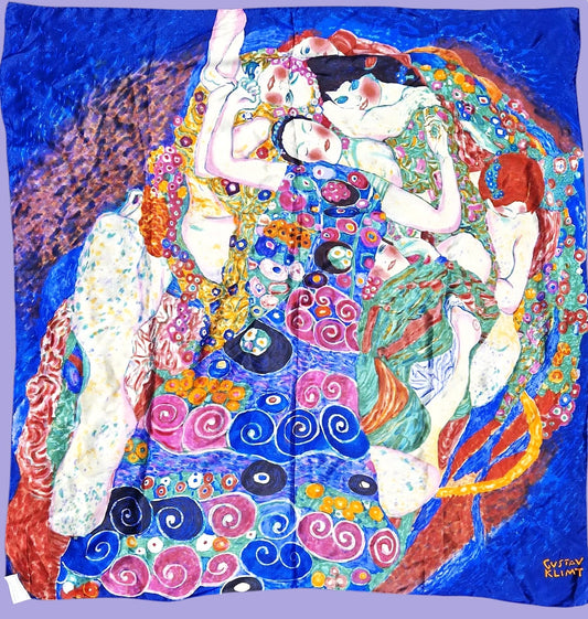GUSTAV KLIMT - Le Vergini (Handmade Ladies' Scarf - Blue)