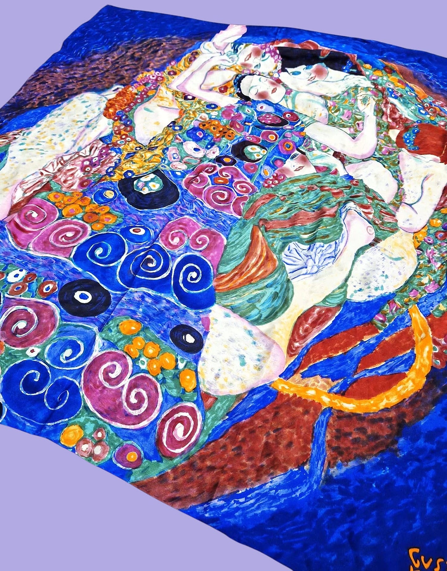 GUSTAV KLIMT - Le Vergini (Handmade Ladies' Scarf - Blue)