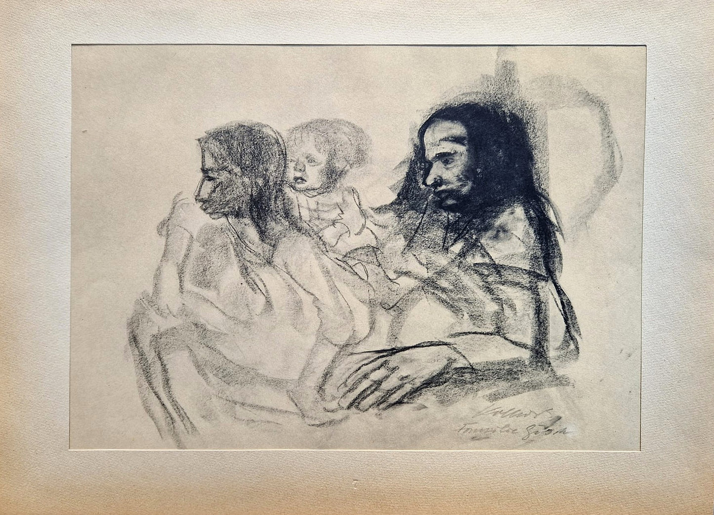 Käthe Kollwitz - Rodina (nerámovaná), vysokokvalitná kolotypia