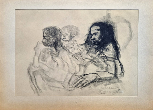 Käthe Kollwitz - Rodina (nerámovaná), vysokokvalitná kolotypia