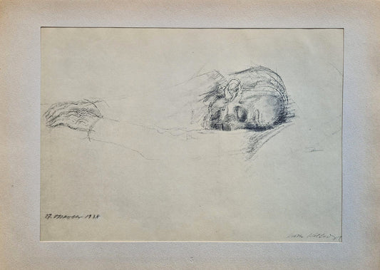 Käthe Kollwitz - Barlach on his Deathbed (Unframed), High-Quality Collotype Print