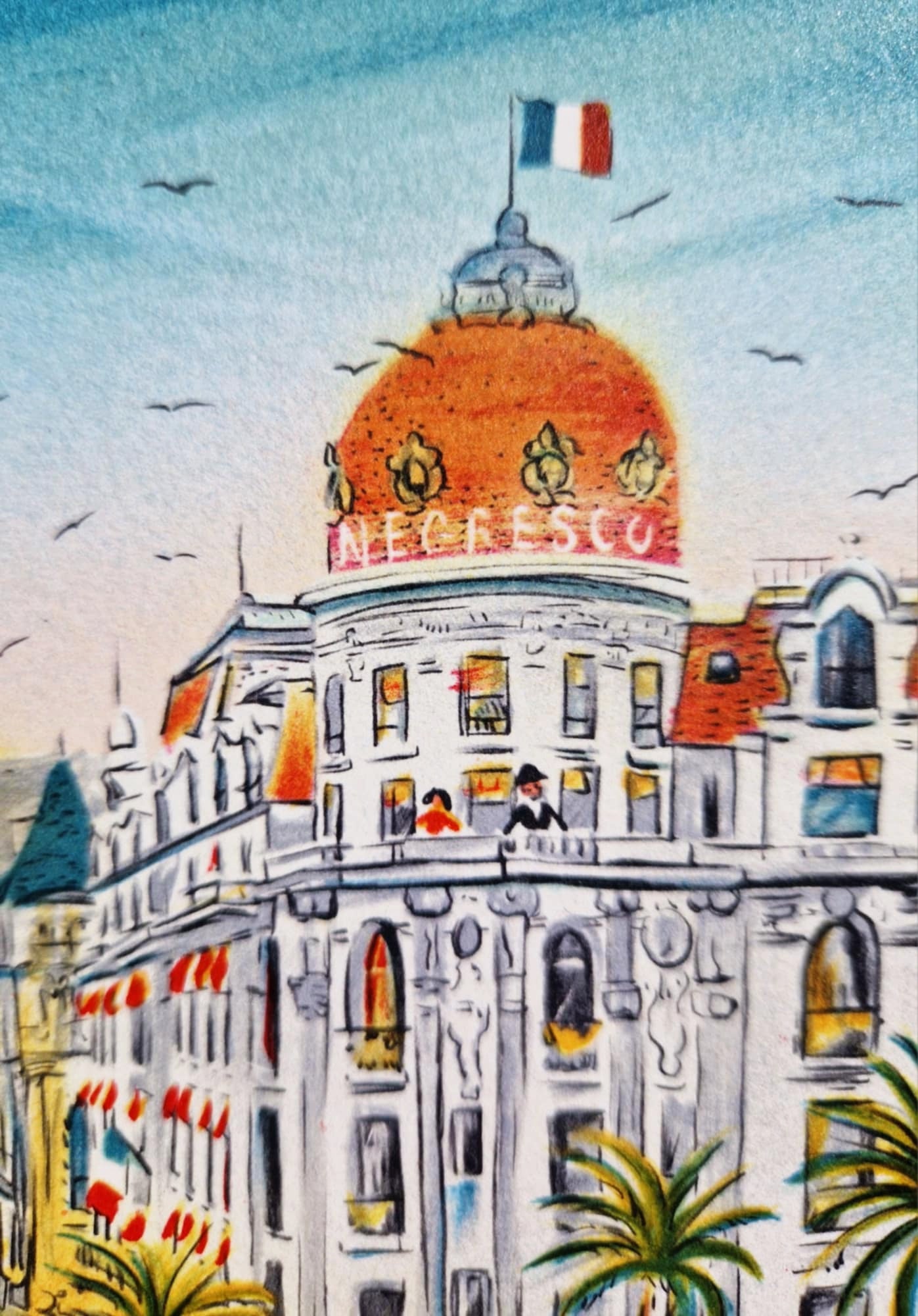DAN GANDRE – Hotel Negresco - Nice (bez rámu), litografia