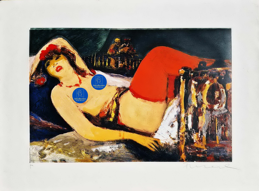 SALVATORE FIUME – Modella dalle calze rosse (Neorámované), Litografia