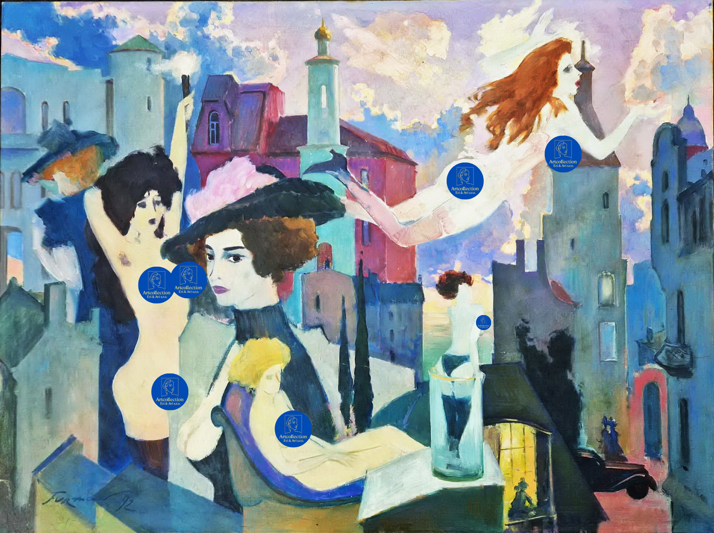 MARK FURMAN - Floating Dreams over Berlin (UNIQUE - Oil painting)