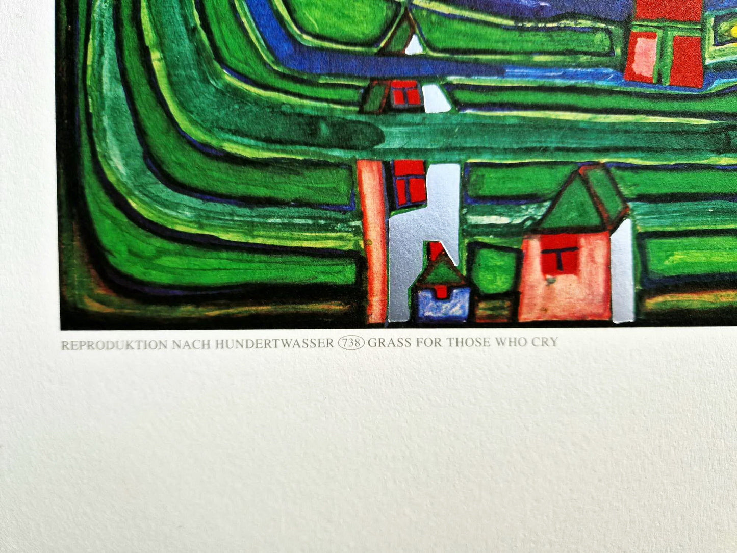 FRIEDENSREICH HUNDERTWASSER - Grass for those who cry (Unframed) + CERTIFICATE, Granolithograph