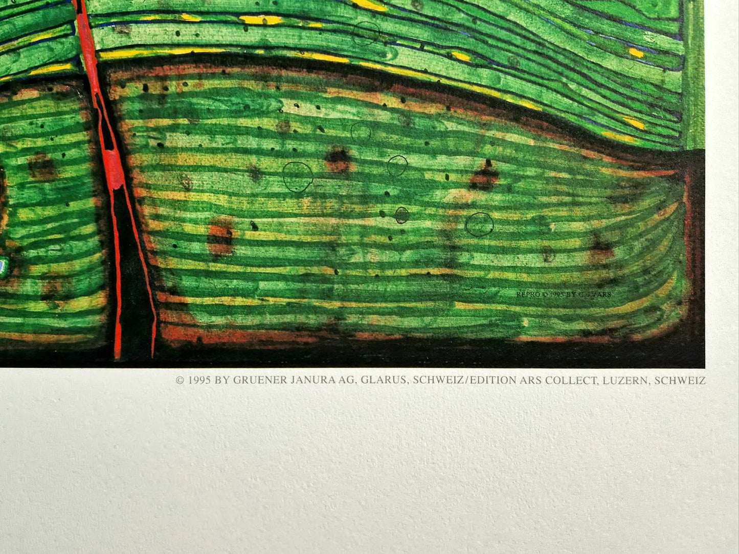 FRIEDENSREICH HUNDERTWASSER - Grass for those who cry (Unframed) + CERTIFICATE, Granolithograph